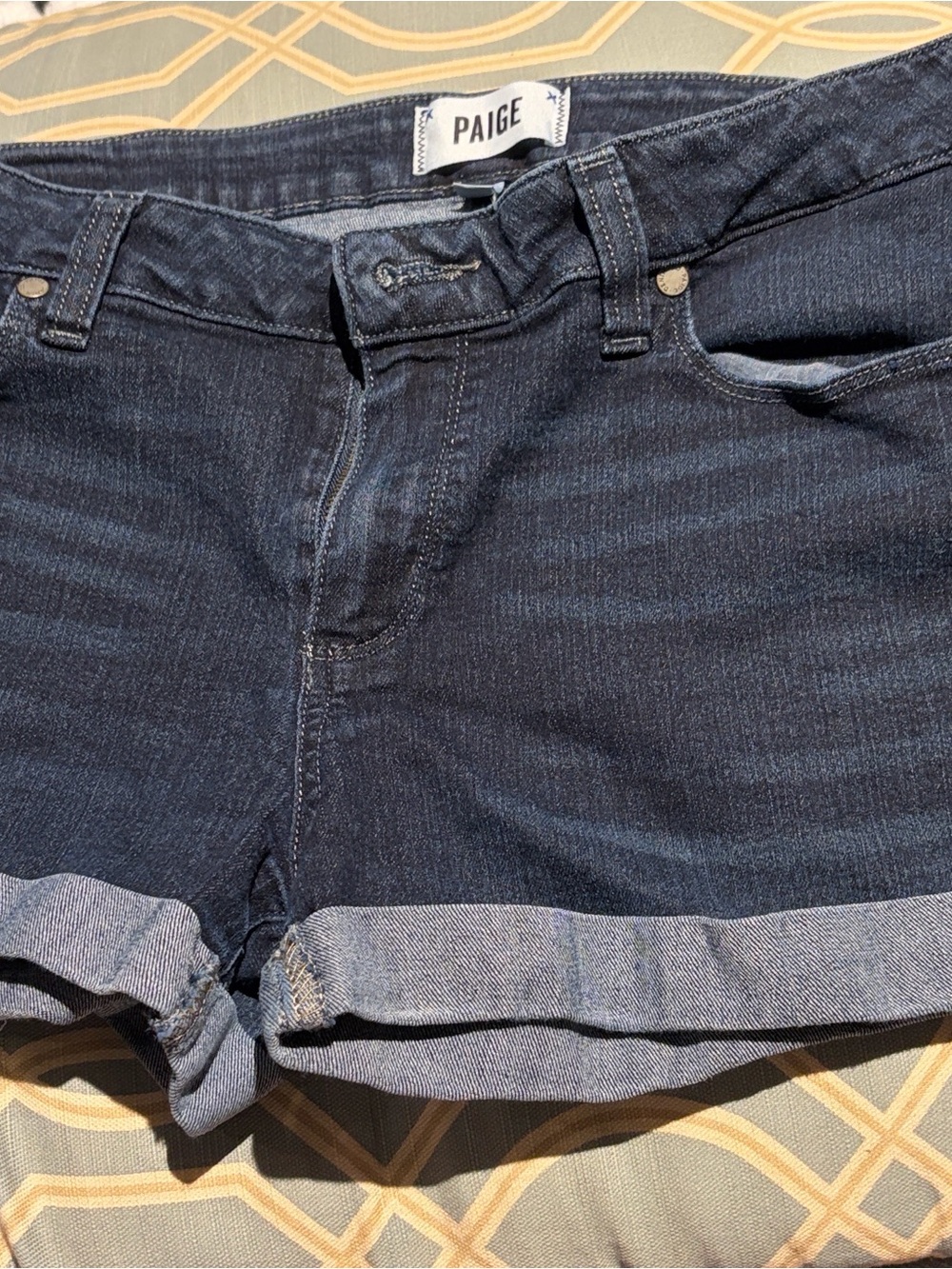 PAIGE Dark Blue Denim Cuffed Women’s Shorts
